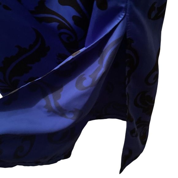 Vintage Oscar de la Renta for Swirl Royal Blue Black Cowl Neck Kaftan - Picture 7 of 9